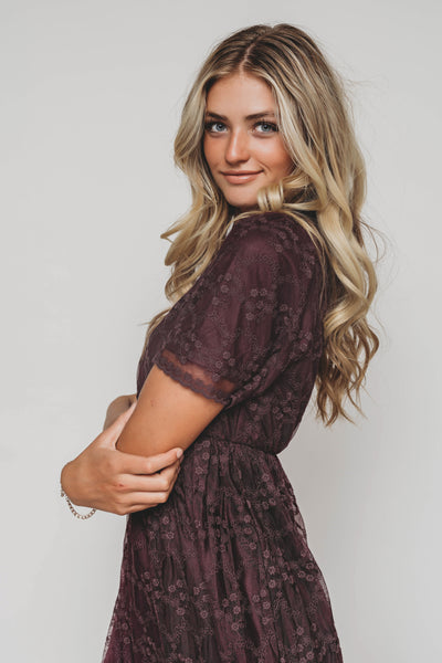 Ella Embroidered Plum Dress