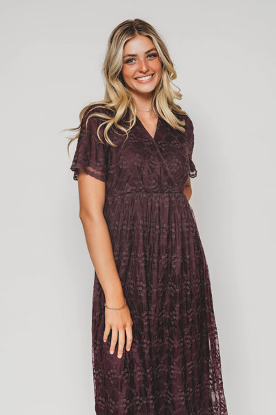 Ella Embroidered Plum Dress