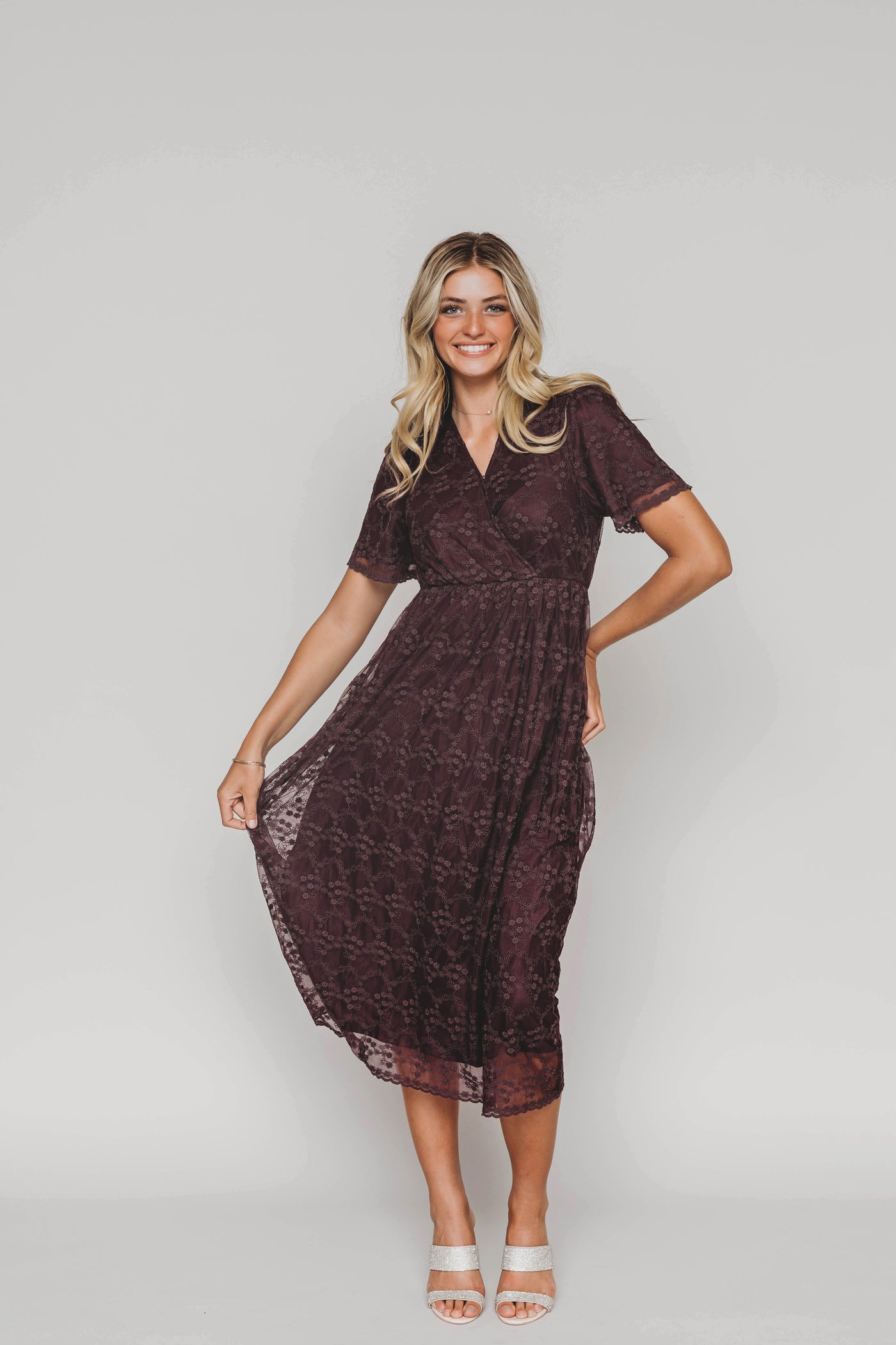 Ella Embroidered Plum Dress