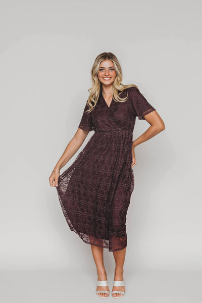 Ella Embroidered Plum Dress