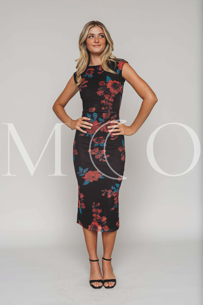 Anne Red Floral Mesh Dress - MCO - Pre Order Ships 09-22-25