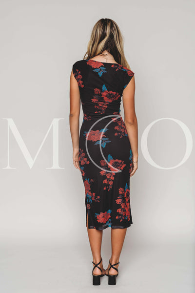 Anne Red Floral Mesh Dress - MCO - Pre Order Ships 09-22-25