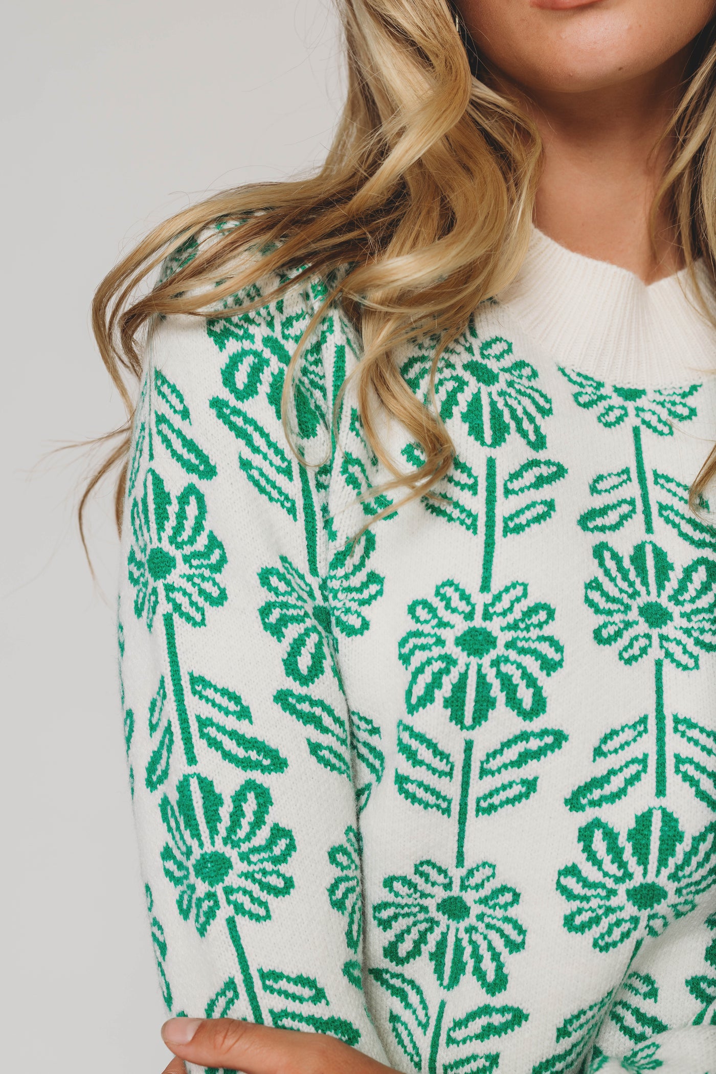 Billie Kelly Green Flower Sweater