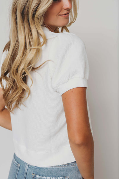 Mindy White Textured Knit Top