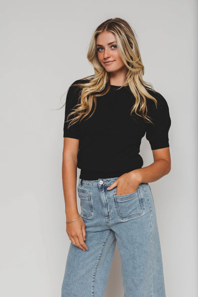 On the Go Black Ribbed Sweater - Restocked