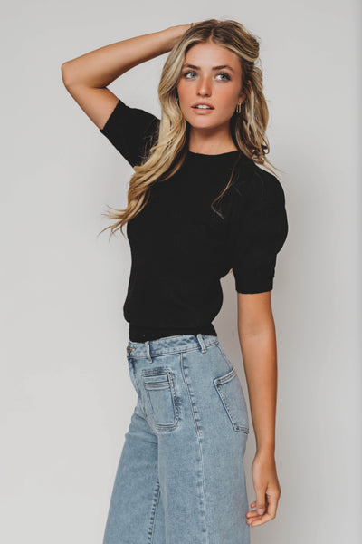 On the Go Black Ribbed Sweater - Restocked