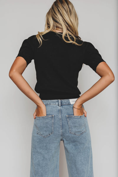 On the Go Black Ribbed Sweater - Restocked