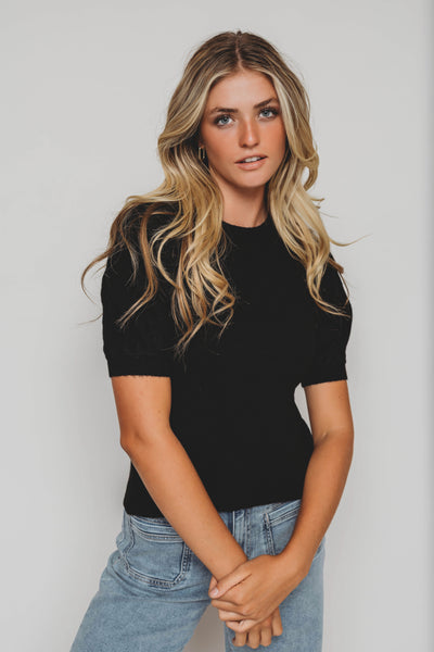 On the Go Black Ribbed Sweater - Restocked