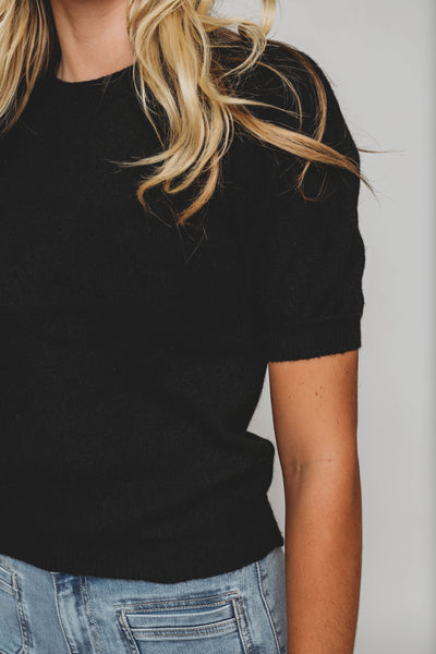 On the Go Black Ribbed Sweater - Restocked
