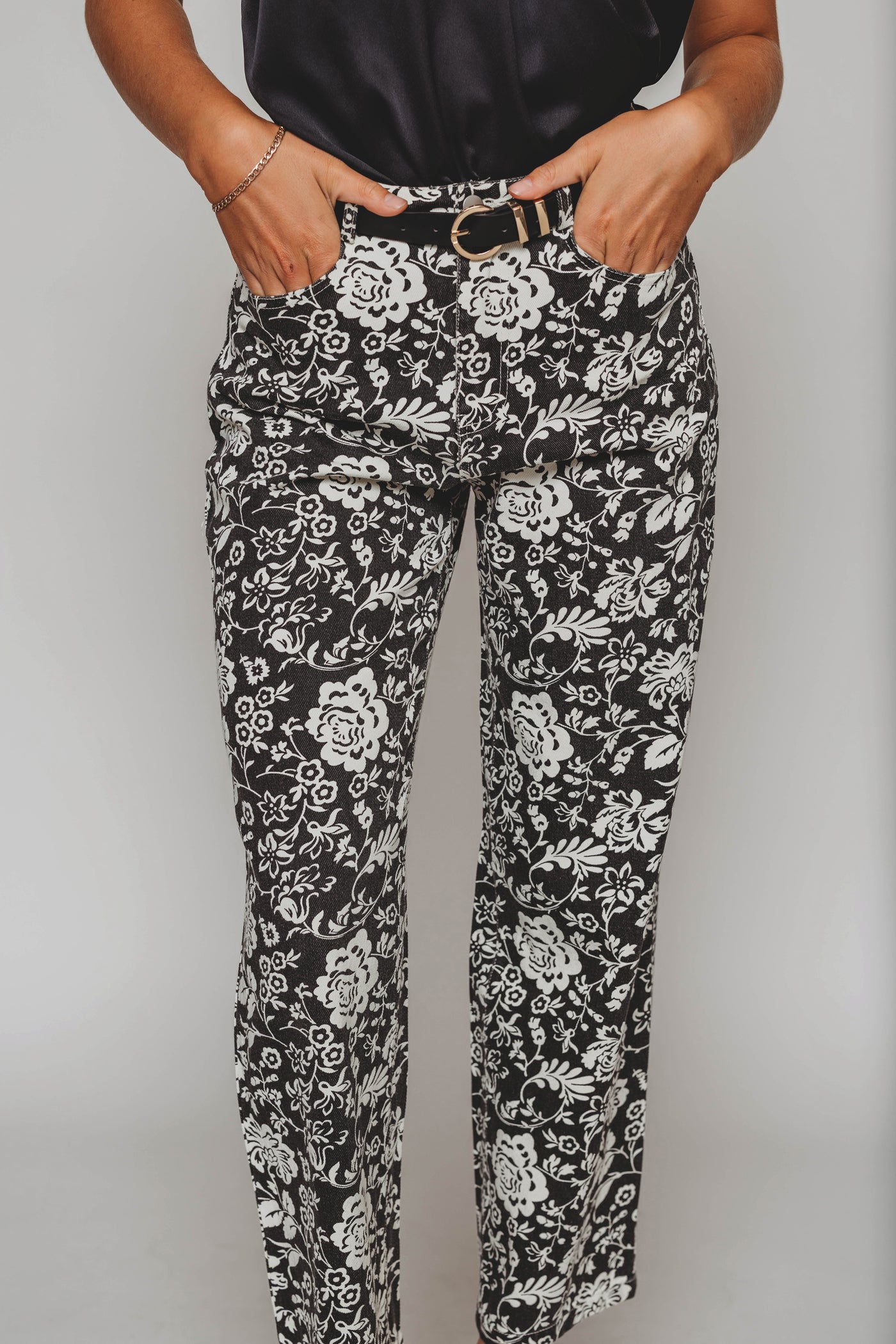 Bronx Black Floral Jeans