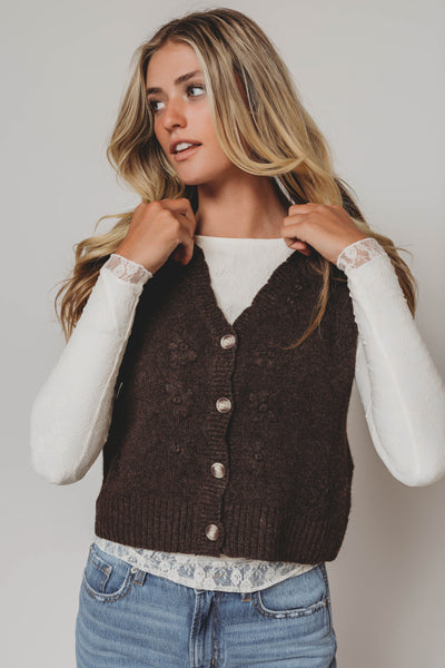 Frankie Brown Flower Sweater Vest