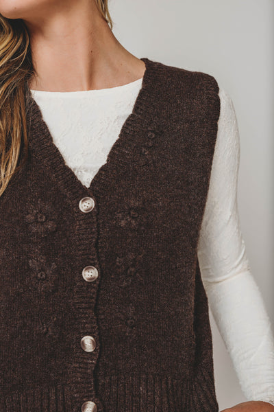 Frankie Brown Flower Sweater Vest