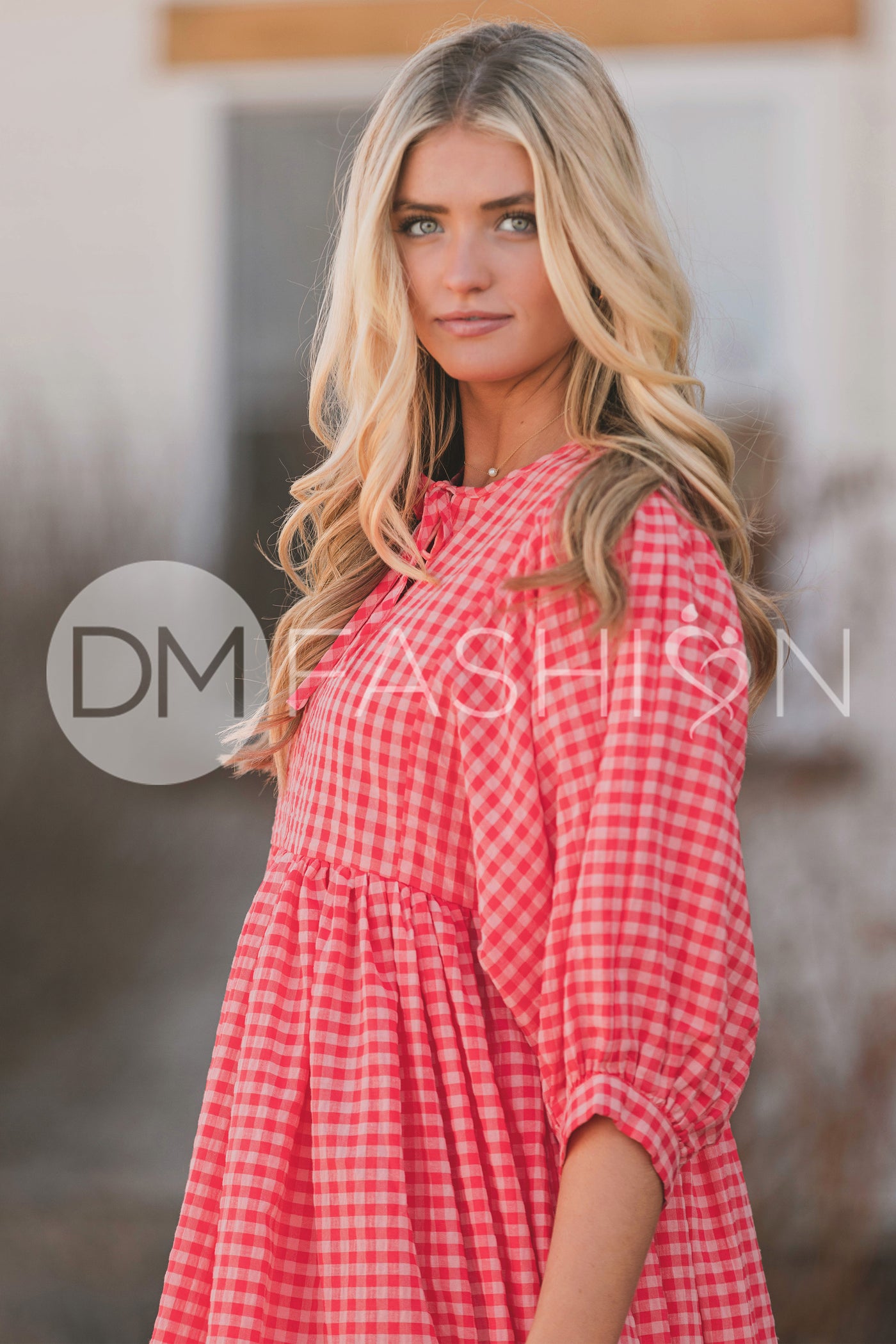 Alexa Coral Gingham Dress - MCO - Maternity Friendly