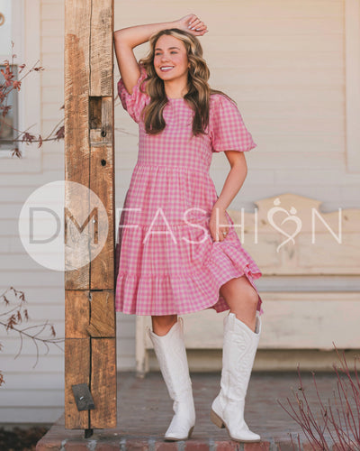 Hannah Jean Pink Gingham Dress - MCO