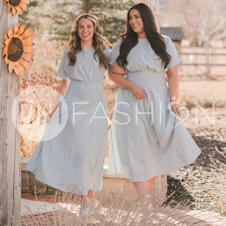 Emma Blue Gingham Maxi Dress