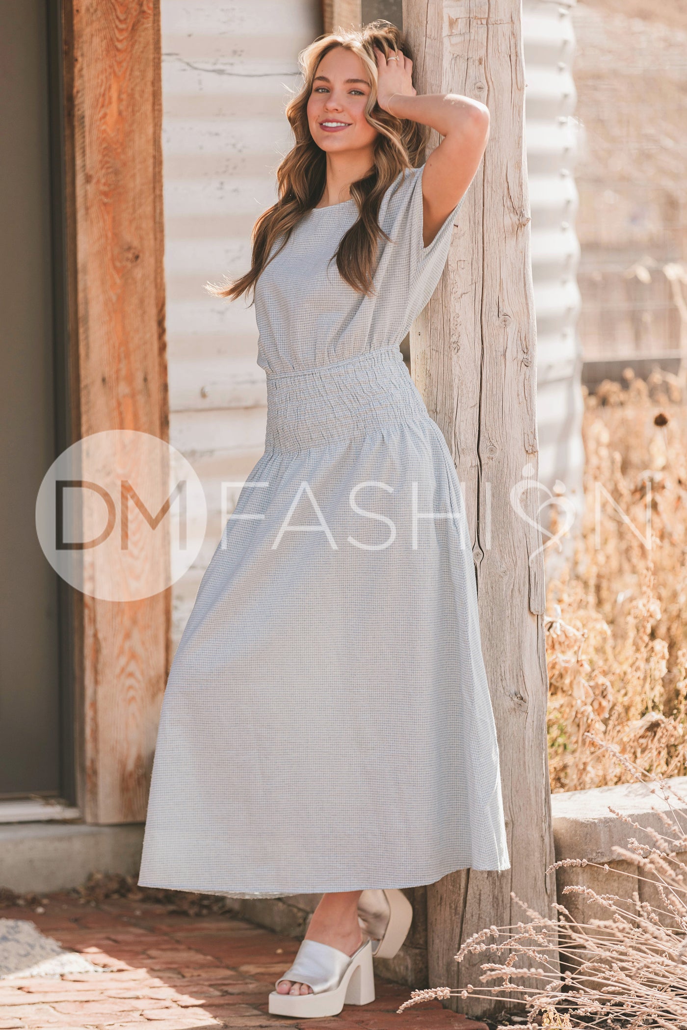 Emma Blue Gingham Maxi Dress - MCO