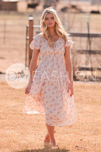 Clementine Pink Chateau Floral Dress - DM Exclusive - Maternity Friendly - Nursing Friendly