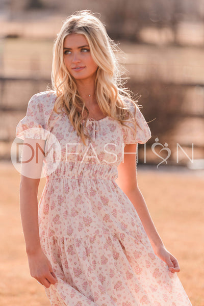 Clementine Pink Chateau Floral Dress - DM Exclusive - Maternity Friendly - Nursing Friendly