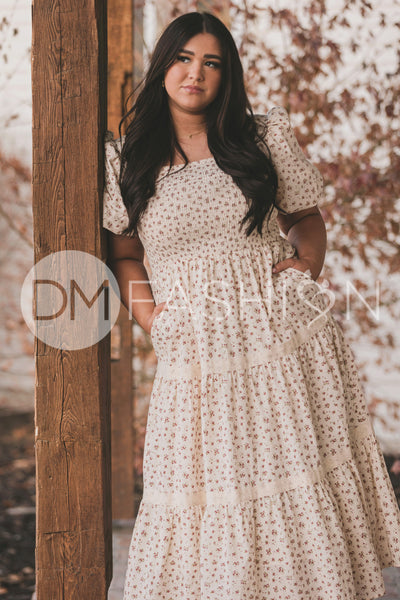 Florence Pink Meadow Midi Dress - DM Exclusive - Maternity Friendly