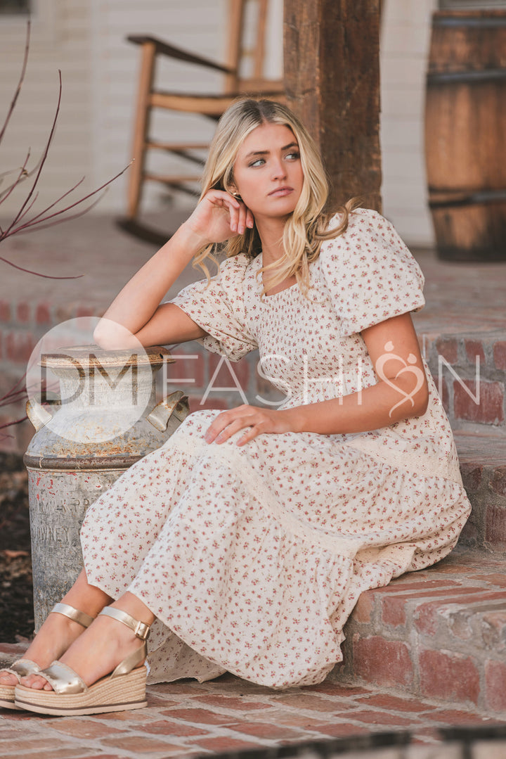 dm fashion dresses Florence Pink Meadow Midi Dress - Exclusive - Maternity Friendly Invia® Silverlon® NPWT Antimicrobial shagreen Flowing maxi dress Embroidery Color:Royal/Turquoise