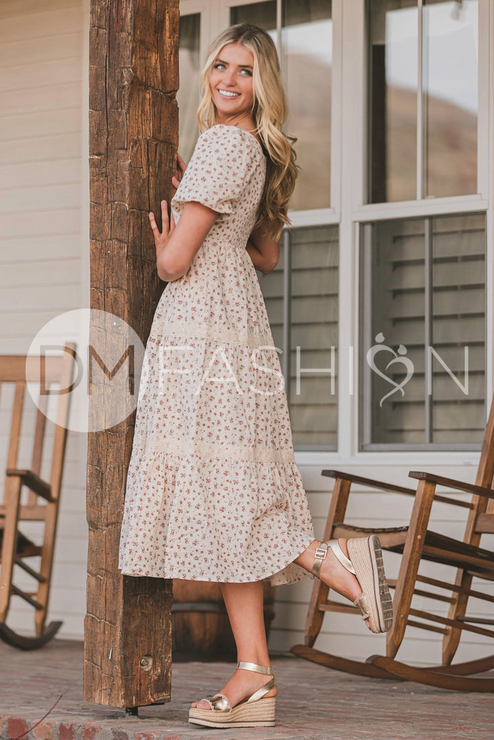 dm fashion dresses Florence Pink Meadow Midi Dress - Exclusive - Maternity Friendly Invia® Silverlon® NPWT Antimicrobial shagreen Flowing maxi dress Embroidery Color:Royal/Turquoise