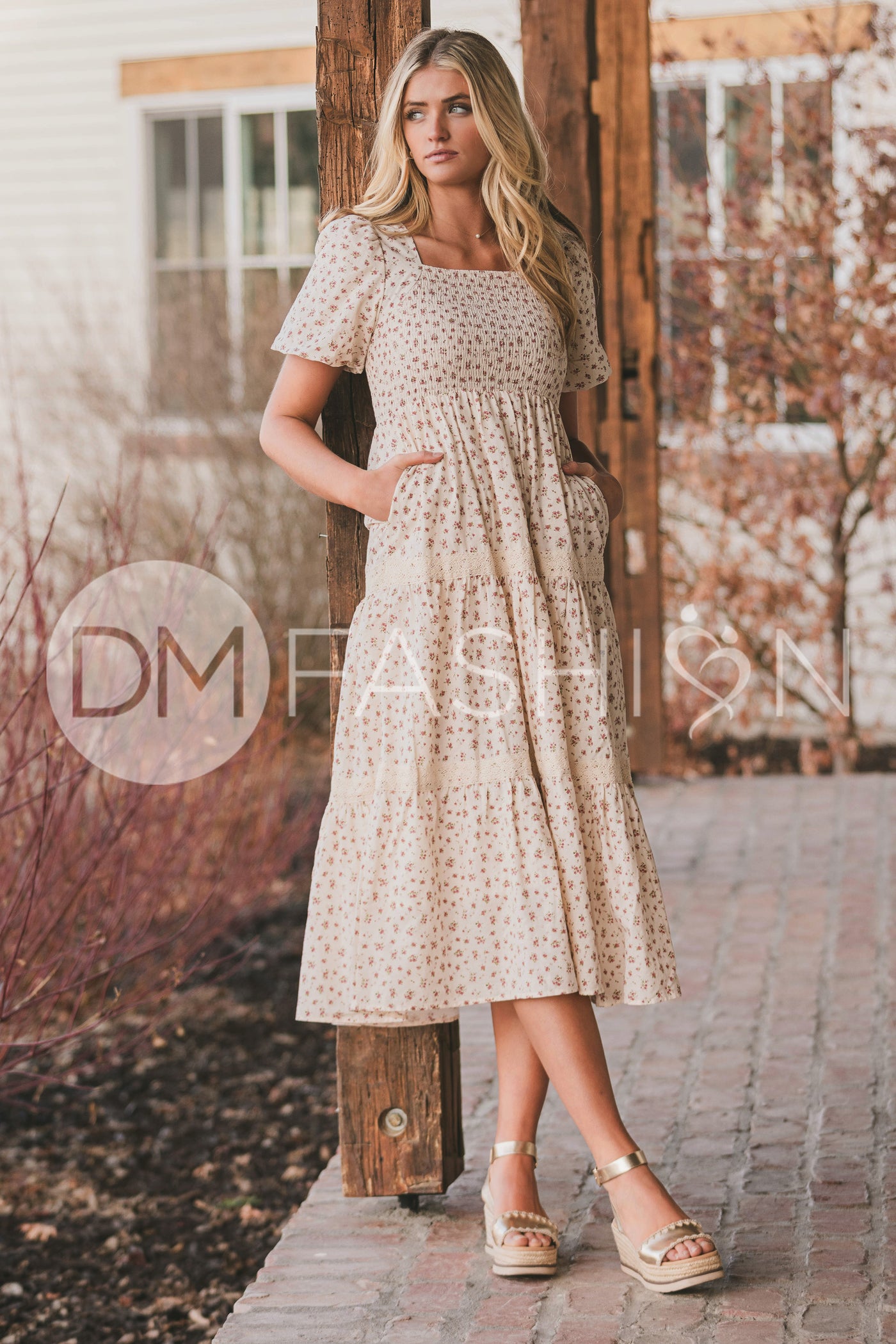 Florence Pink Meadow Midi Dress - DM Exclusive - Maternity Friendly