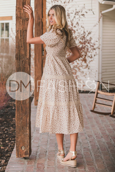 Florence Pink Meadow Midi Dress - DM Exclusive - Maternity Friendly