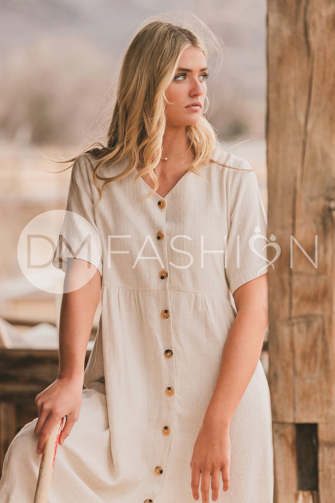 Robin Oatmeal Linen Dress - DM Exclusive - Maternity Friendly - Nursing Friendly