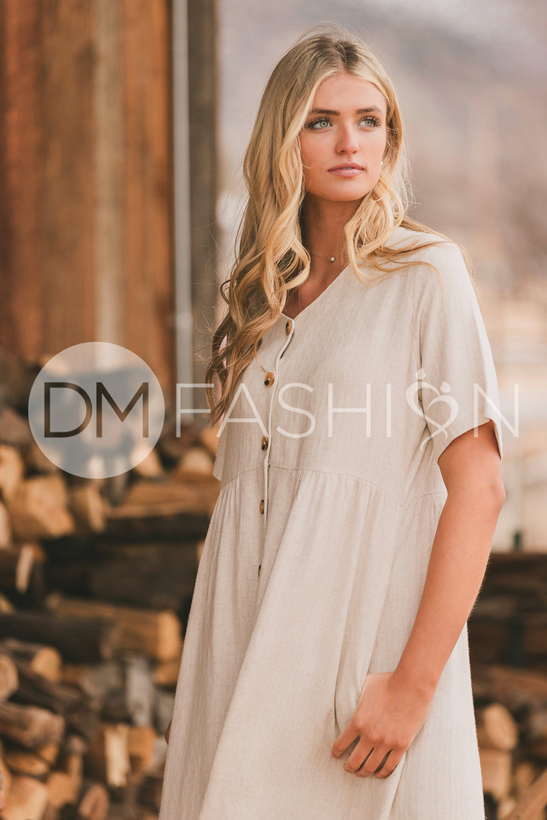 Robin Oatmeal Linen Dress - DM Exclusive - Maternity Friendly