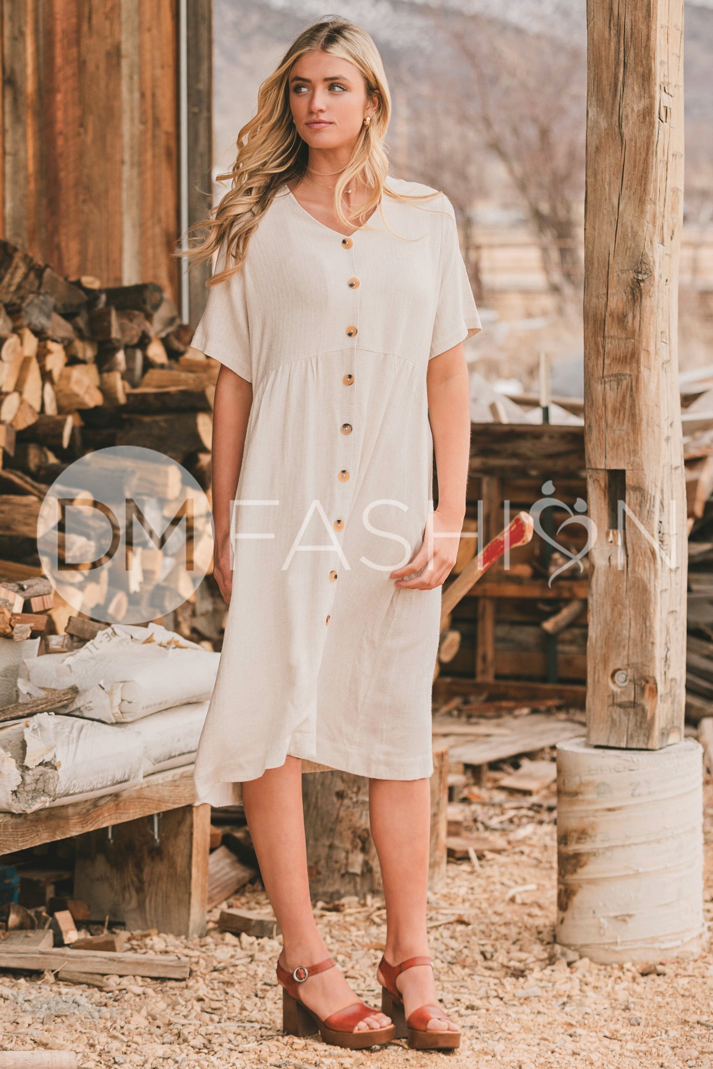 Robin Oatmeal Linen Dress - DM Exclusive - Maternity Friendly - Nursing Friendly