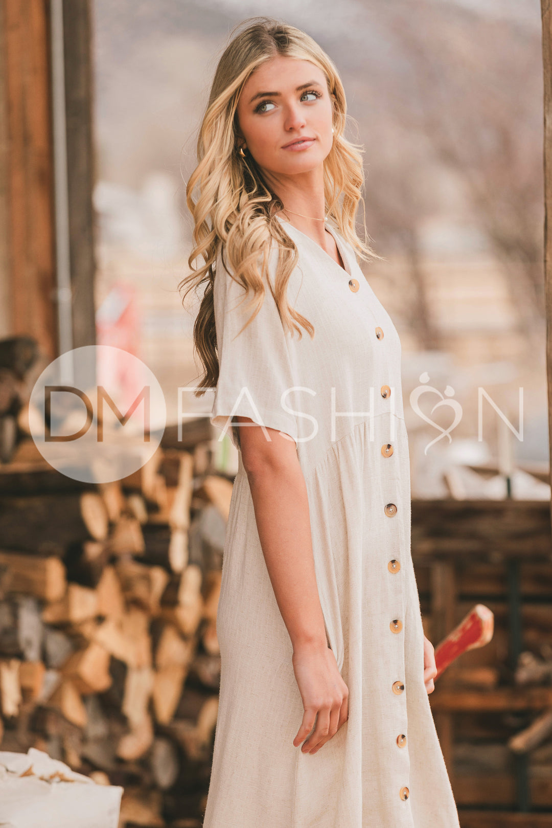 Robin Oatmeal Linen Dress - DM Exclusive - Maternity Friendly