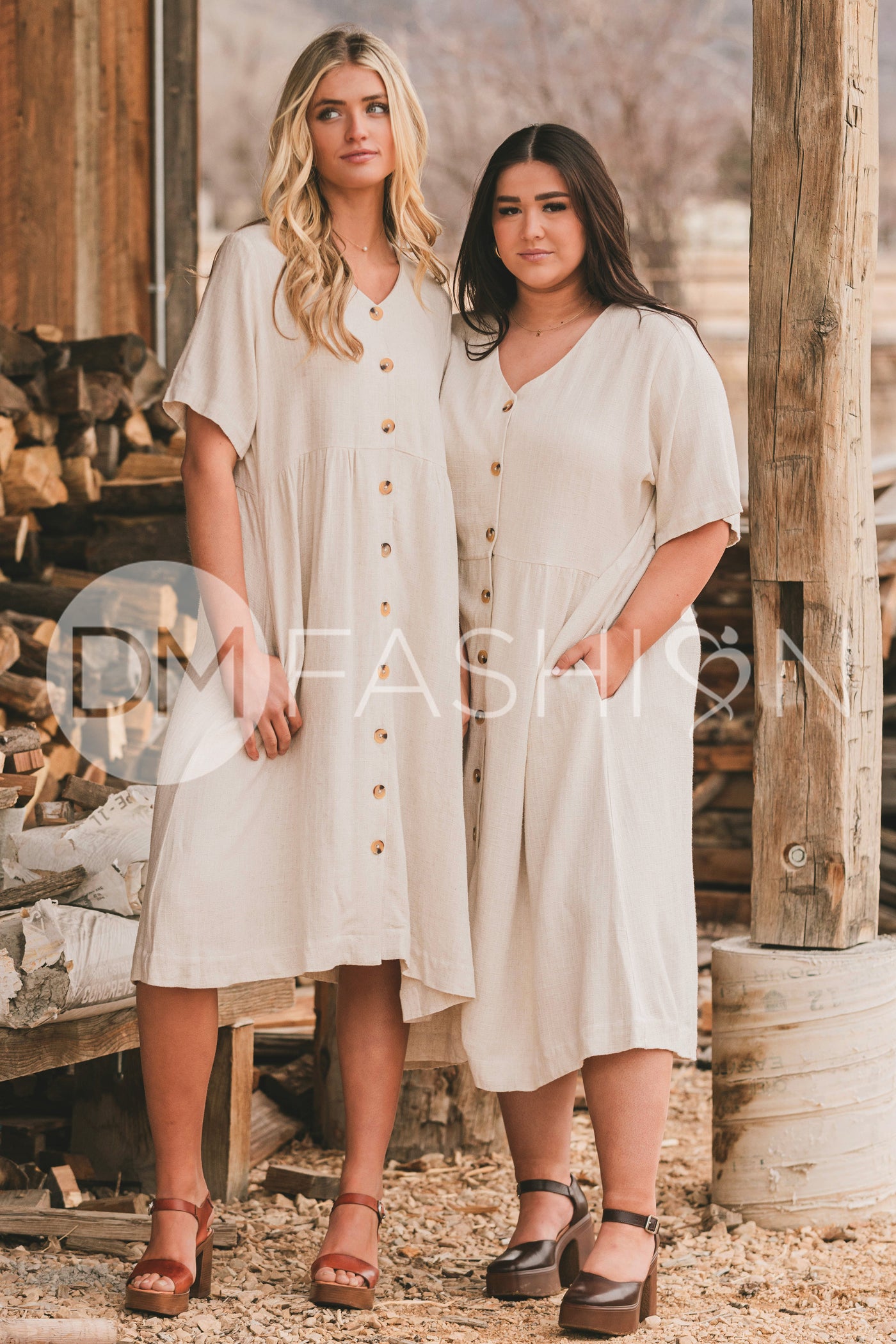 Robin Oatmeal Linen Dress - DM Exclusive - Maternity Friendly - Nursing Friendly