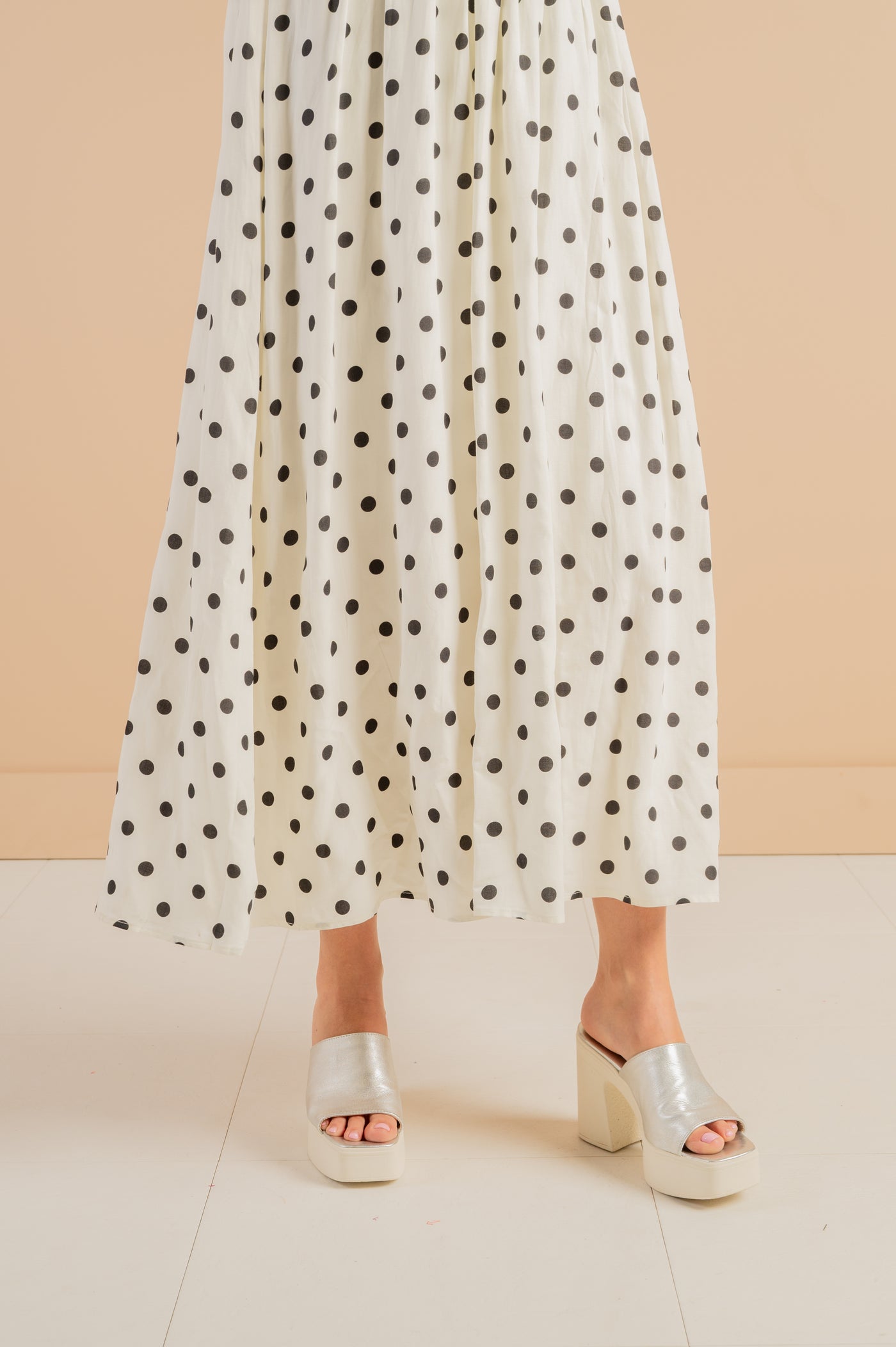 Zara Black and Cream Polka Dot Dress