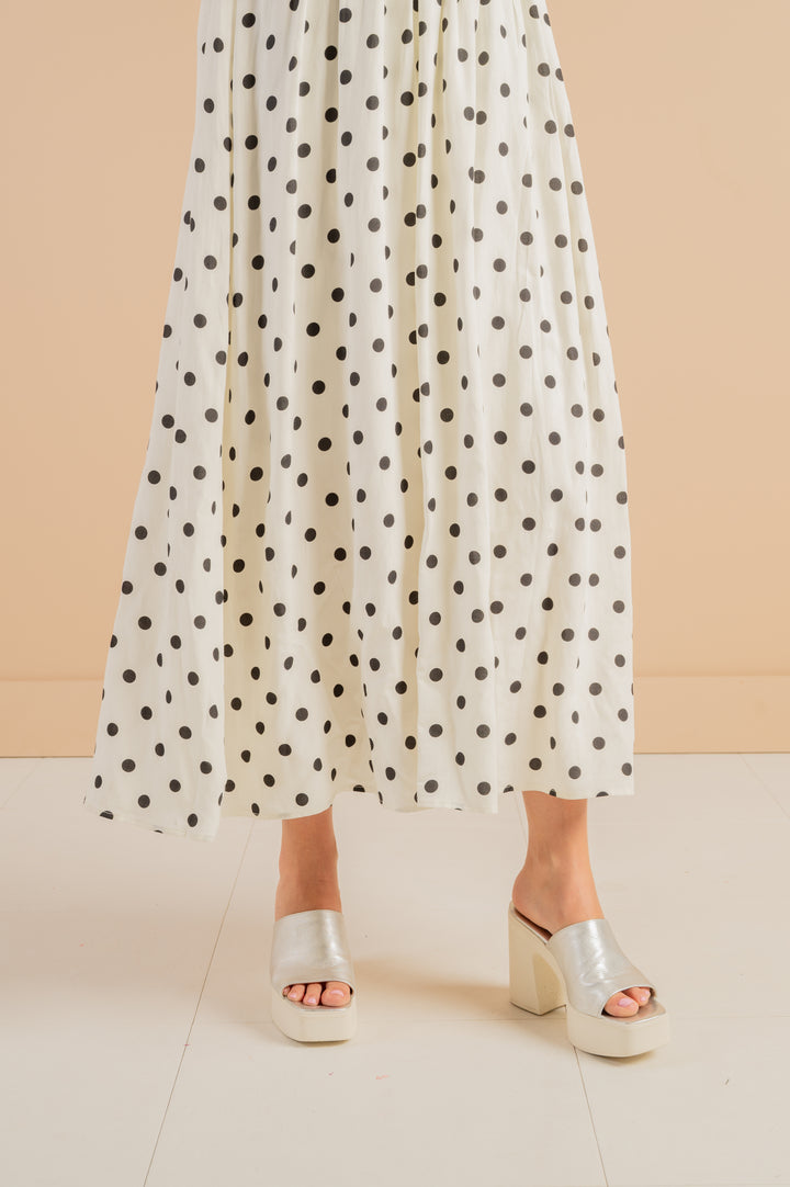Zara Black and Cream Polka Dot Dress
