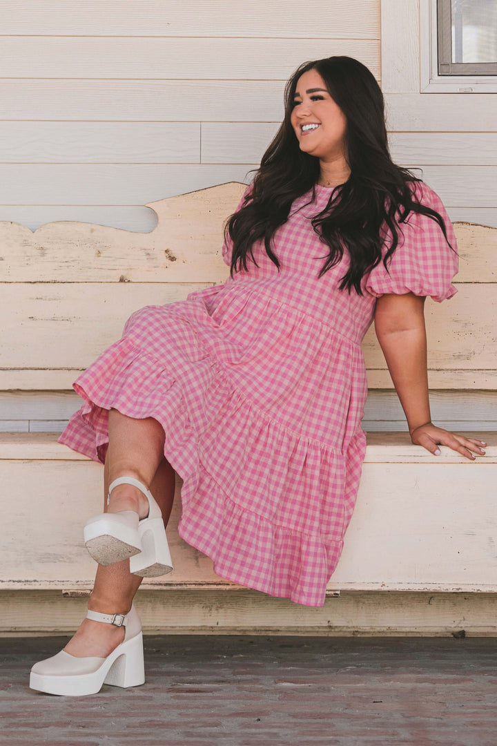 gingham pink dress Pretty In Pink Gingham Maxi Dress  Strenity