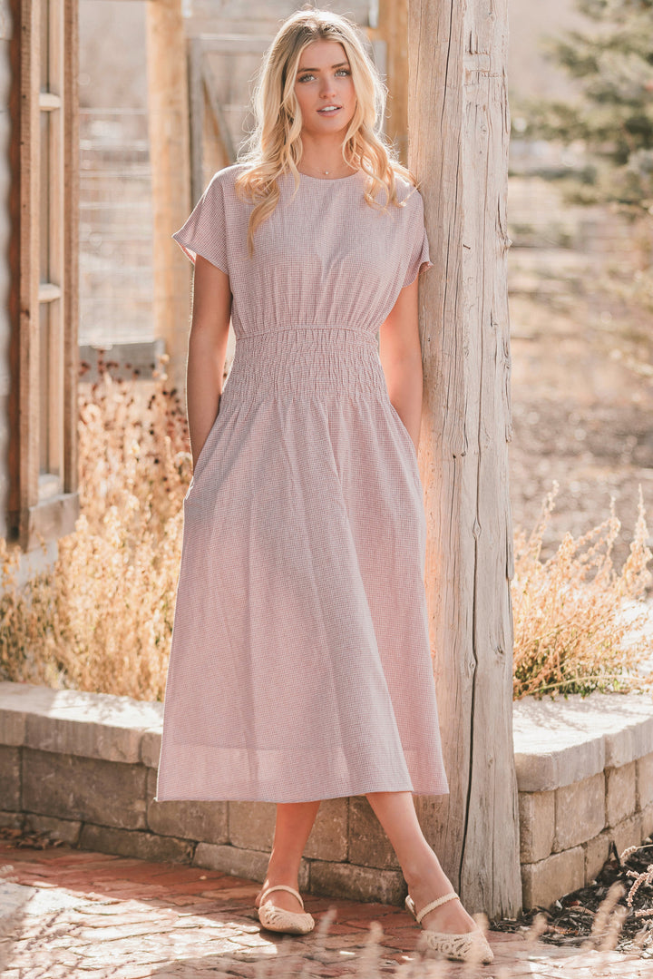 Emma Burgundy Gingham Dress