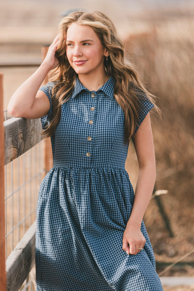 Sabrina Blue Dress - MCO - Maternity Friendly - Nursing Friendly -Restocking April 15