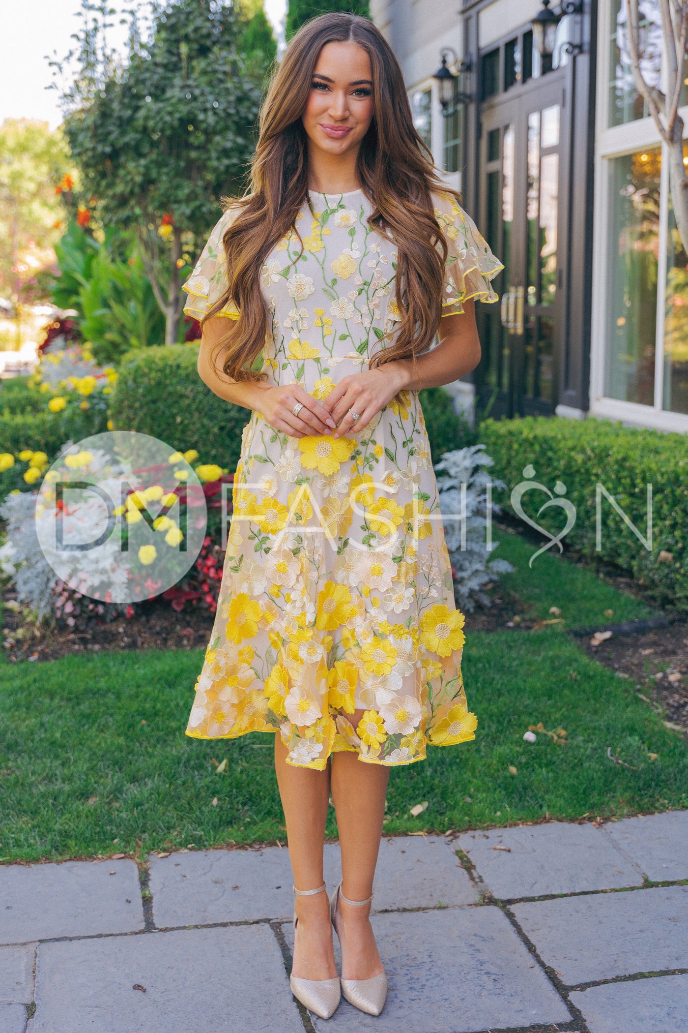 Lillian Duchess Yellow Floral Dress - DM Exclusive