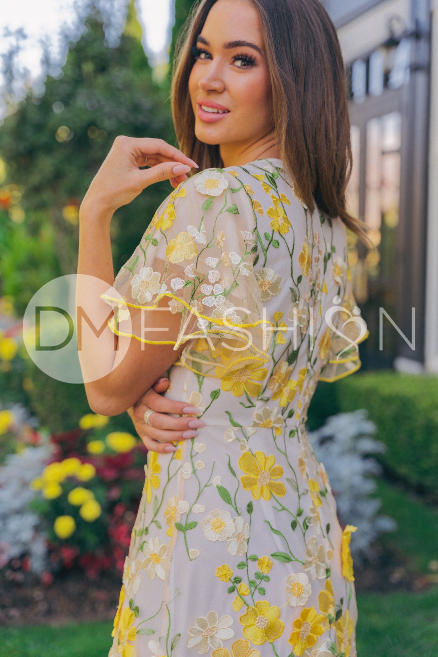 Lillian Duchess Yellow Floral Dress - DM Exclusive