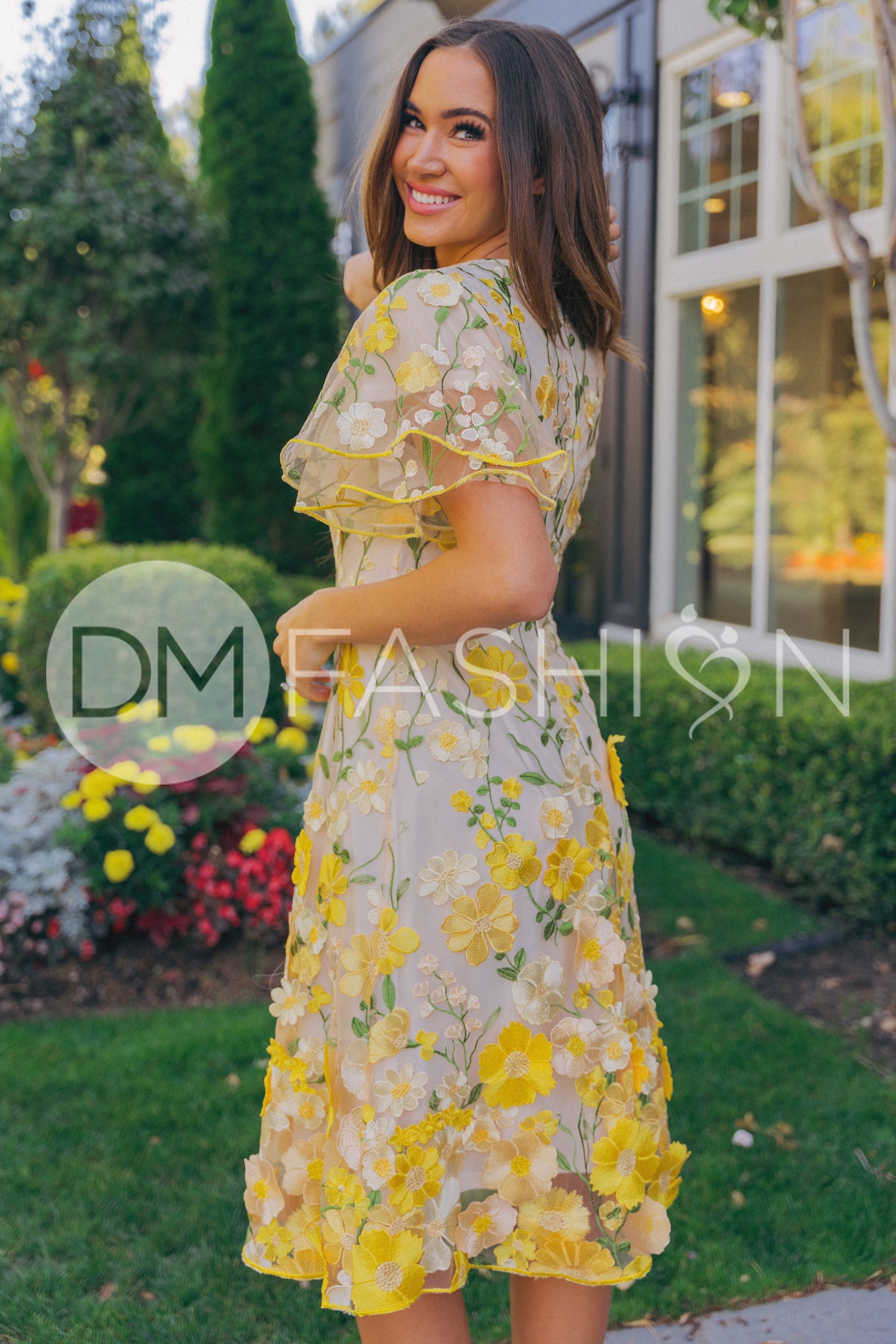 Lillian Duchess Yellow Floral Dress - DM Exclusive