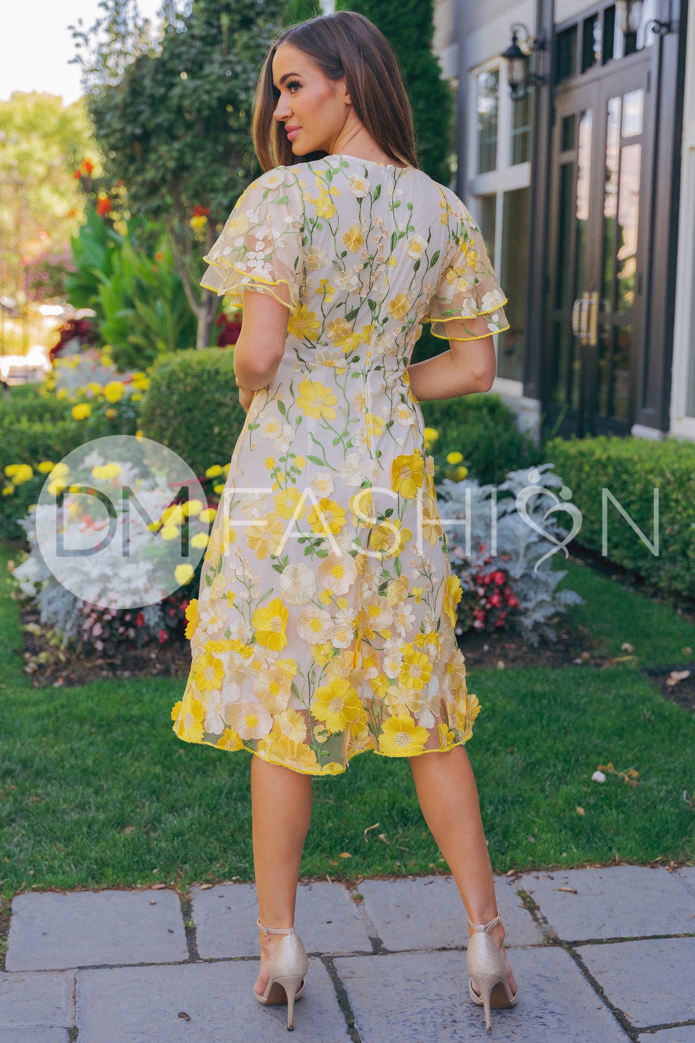 Lillian Duchess Yellow Floral Dress - DM Exclusive