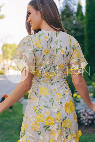 Lillian Duchess Yellow Floral Dress - DM Exclusive