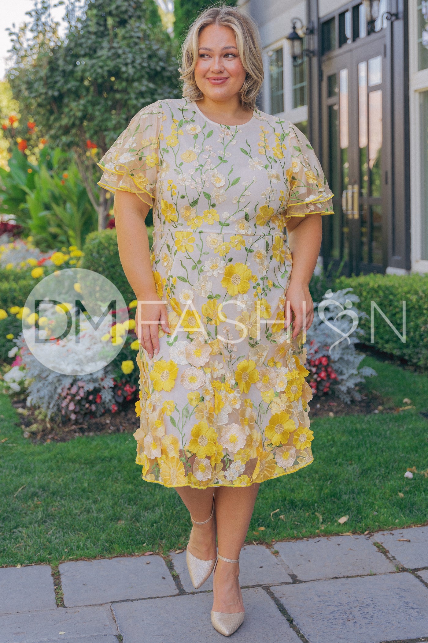 Lillian Duchess Yellow Floral Dress - DM Exclusive