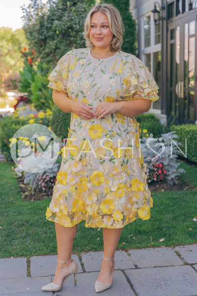 Lillian Duchess Yellow Floral Dress - DM Exclusive