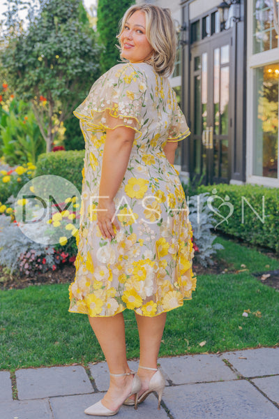 Lillian Duchess Yellow Floral Dress - DM Exclusive