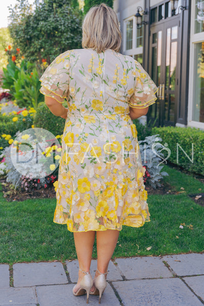 Lillian Duchess Yellow Floral Dress - DM Exclusive