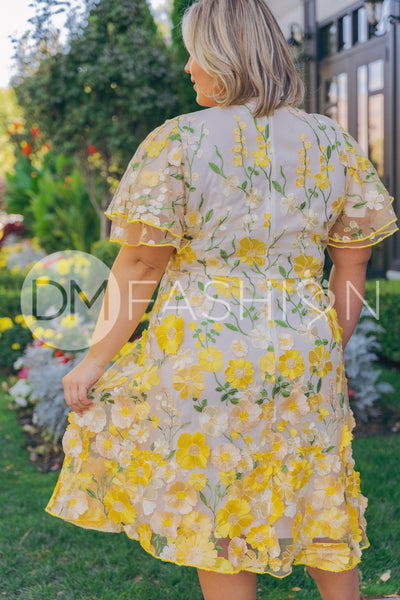 Lillian Duchess Yellow Floral Dress - DM Exclusive