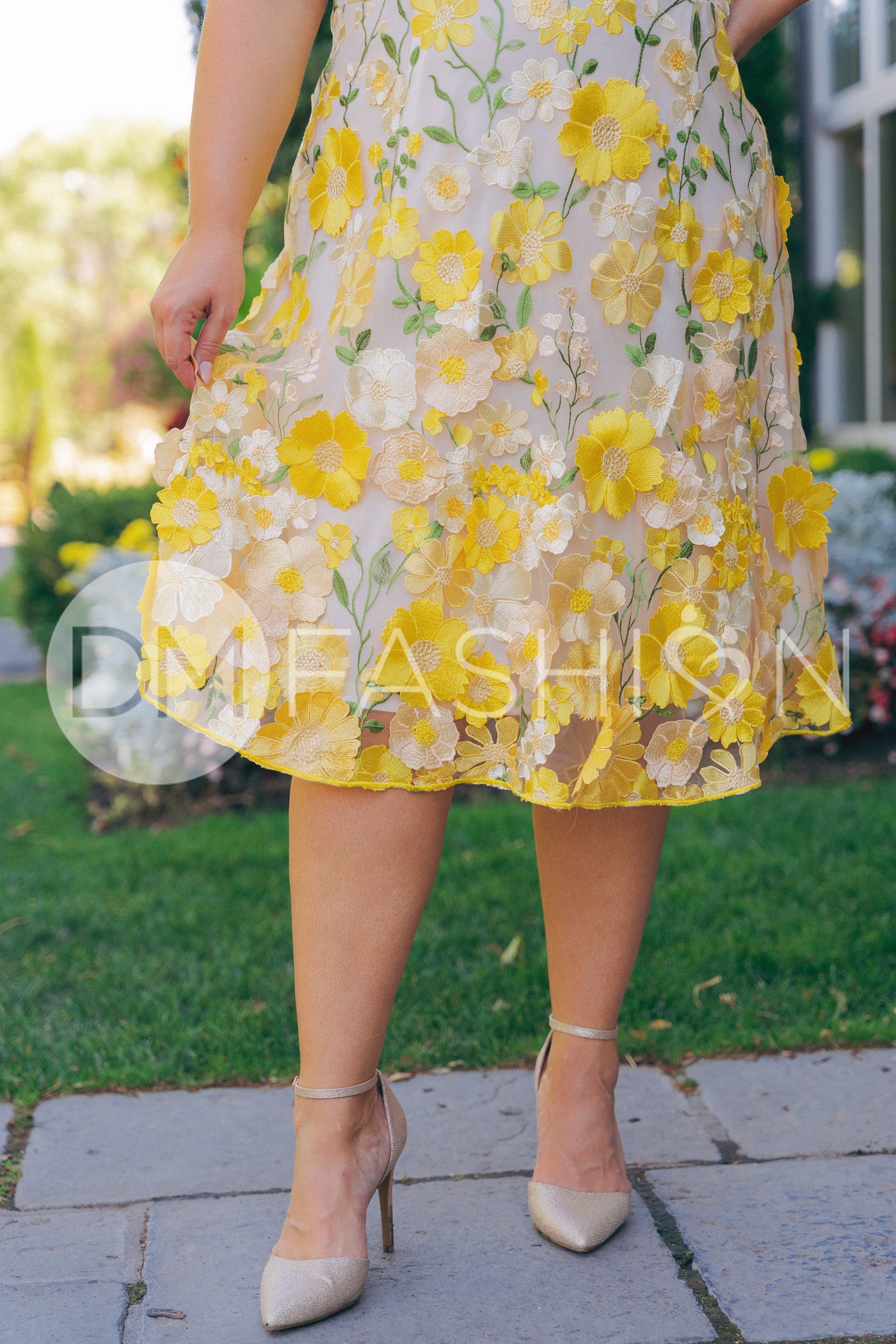 Lillian Duchess Yellow Floral Dress - DM Exclusive