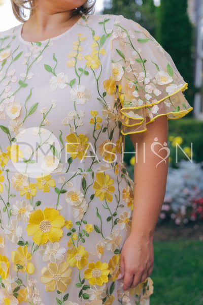 Lillian Duchess Yellow Floral Dress - DM Exclusive