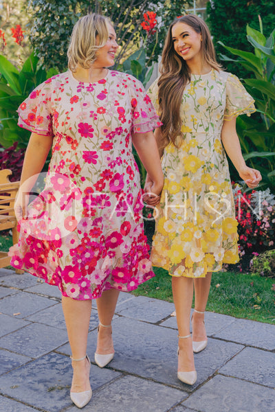 Lillian Duchess Hot Pink Floral Dress - DM Exclusive